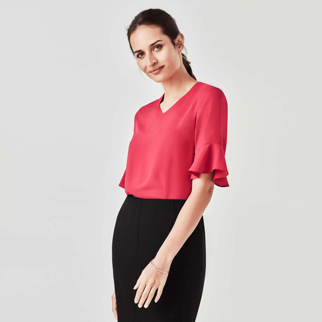 RB966LS - Biz Corporates Aria Fluted Sleeve Blouse - Womens