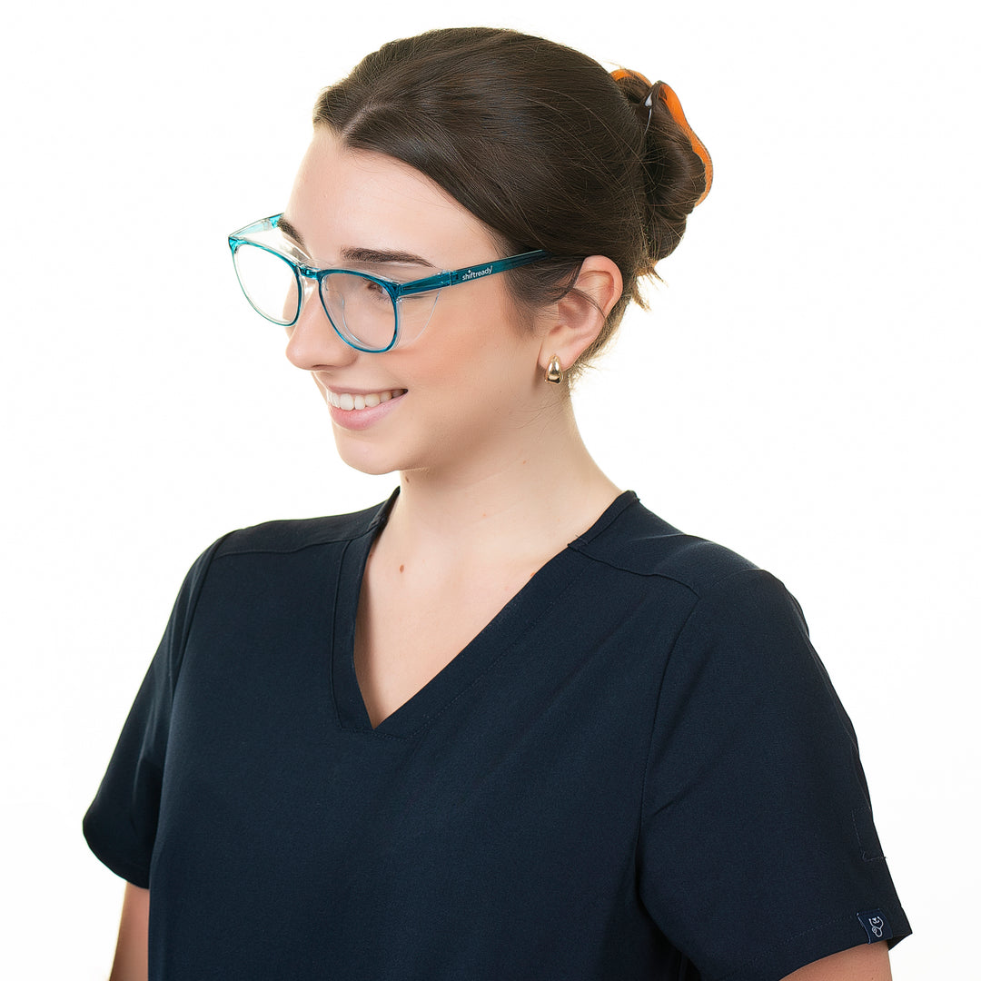 Shift Ready Anti-Fog Safety Glasses for Healthcare Workers - Blue | Medical Grade Eye Protection