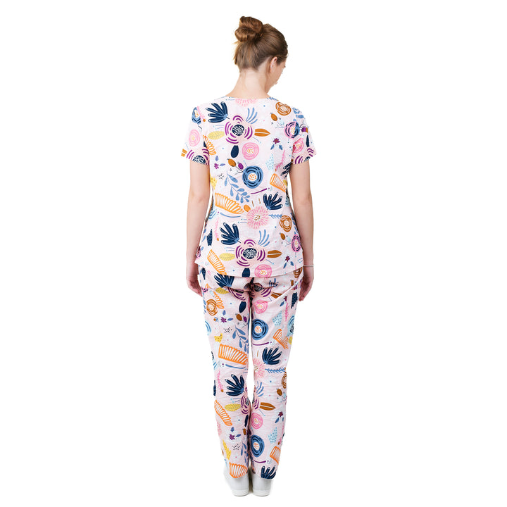 Womens Shift Ready Pink Hummingbird Printed Scrub Set