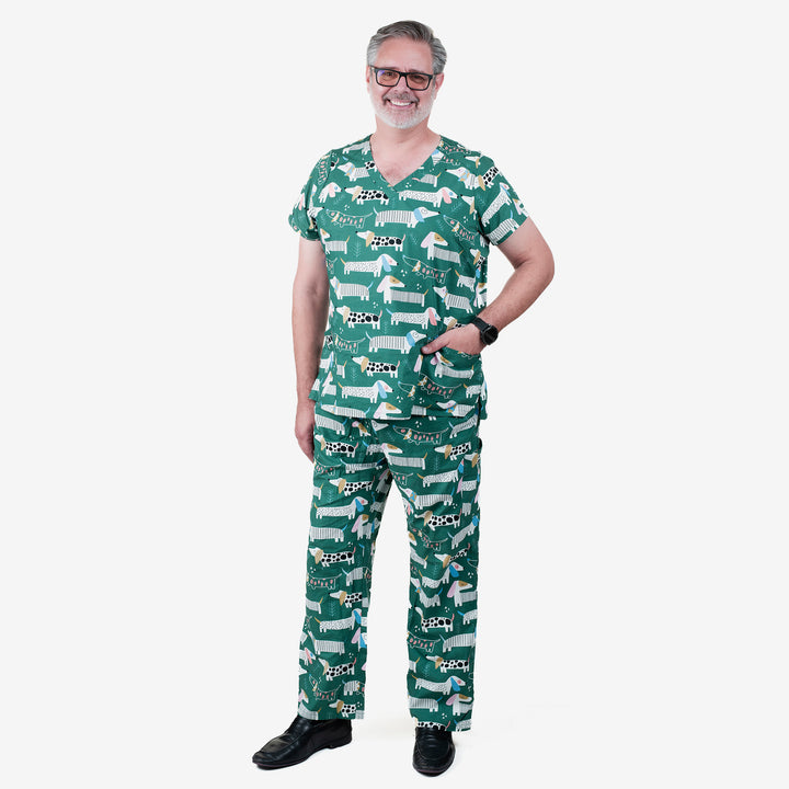 Unisex Shift Ready Dogs on the Green Scrub Set