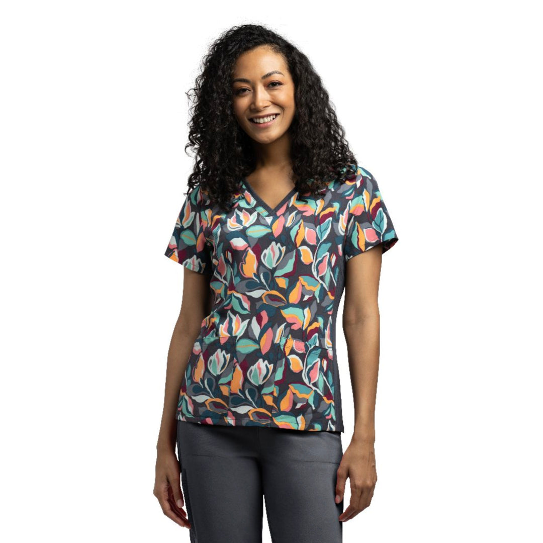 Womens Printed Scrub Top - Sunset Adrift