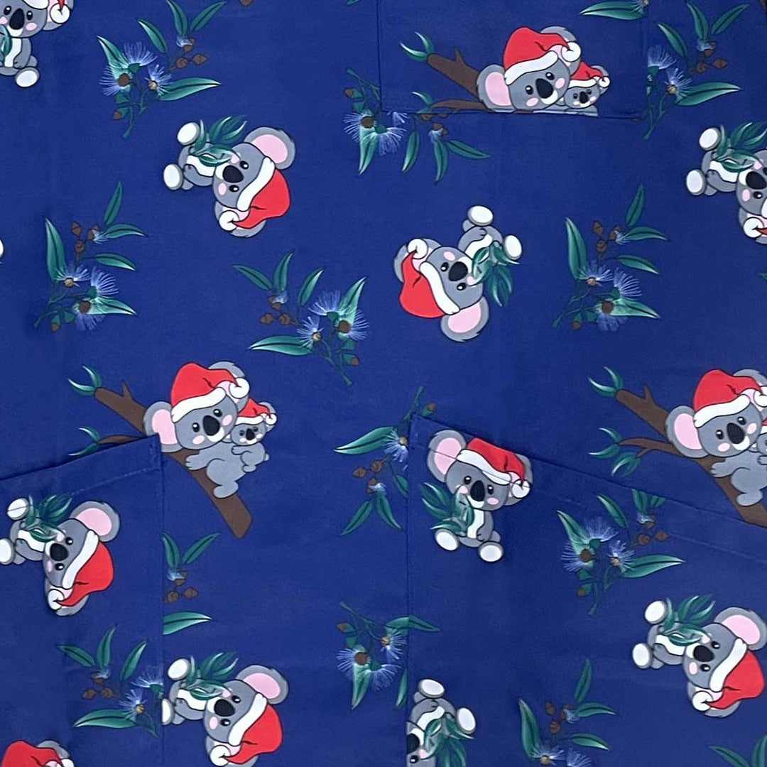 NNT - Unisex Christmas Printed Scrub Top - Santa Koala