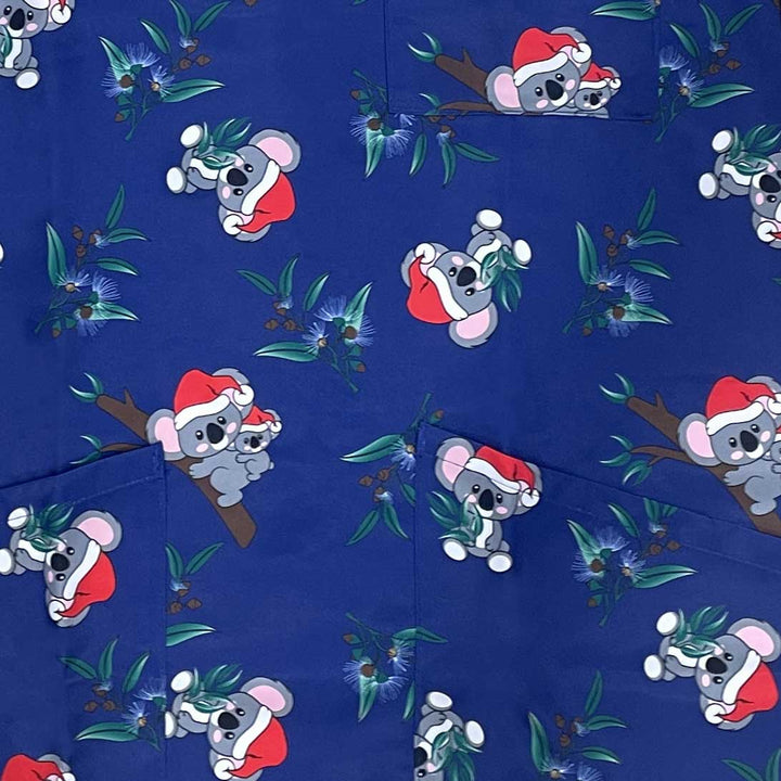 NNT - Unisex Christmas Printed Scrub Top - Santa Koala