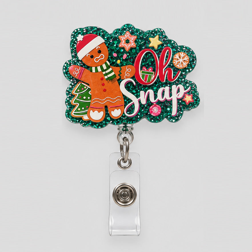 Oh Snap Gingerbread Retractable ID Badge