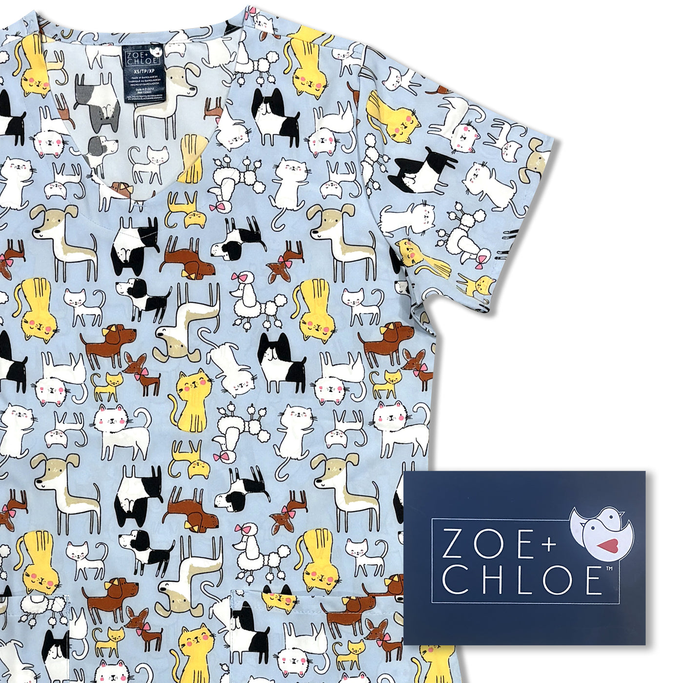 Womens Printed Scrub Top - Paws and Repeat