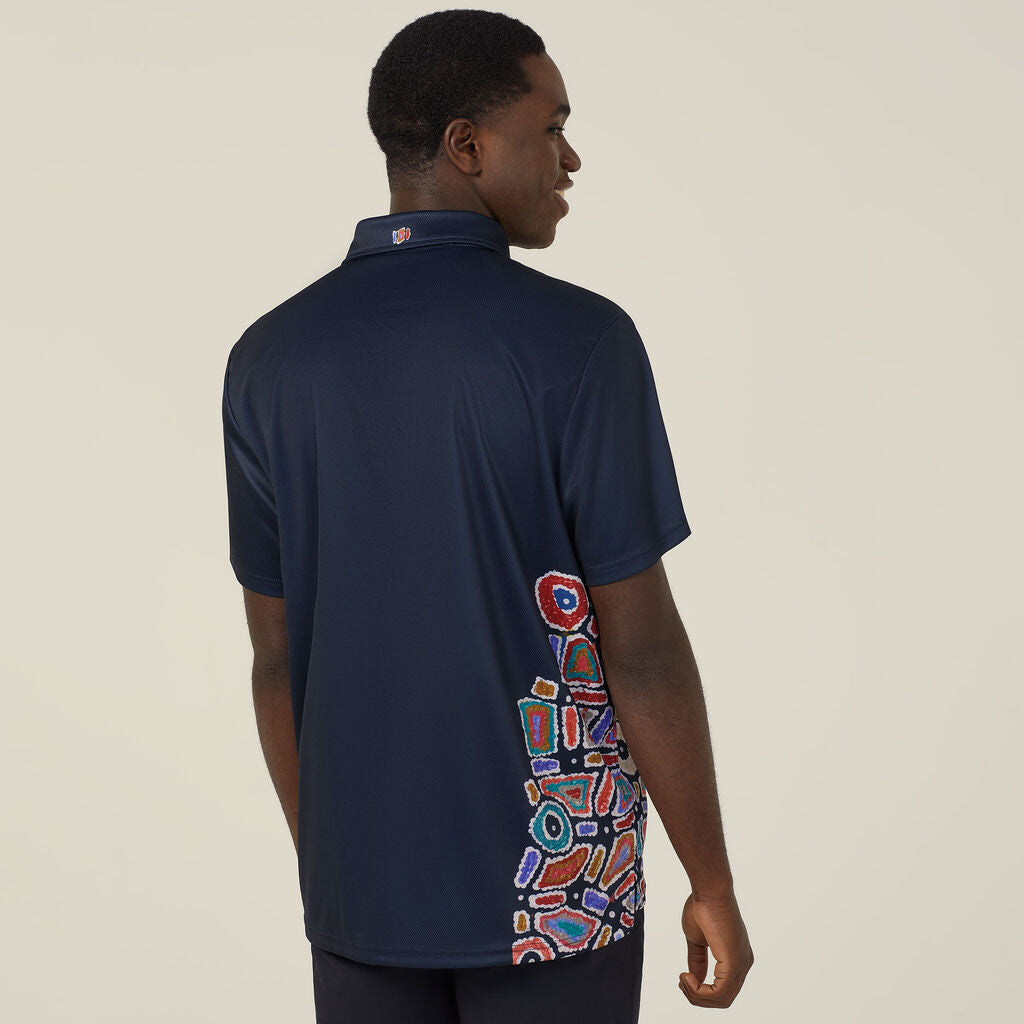 NNT - Water Dreaming Indigenous Print Mens Polo