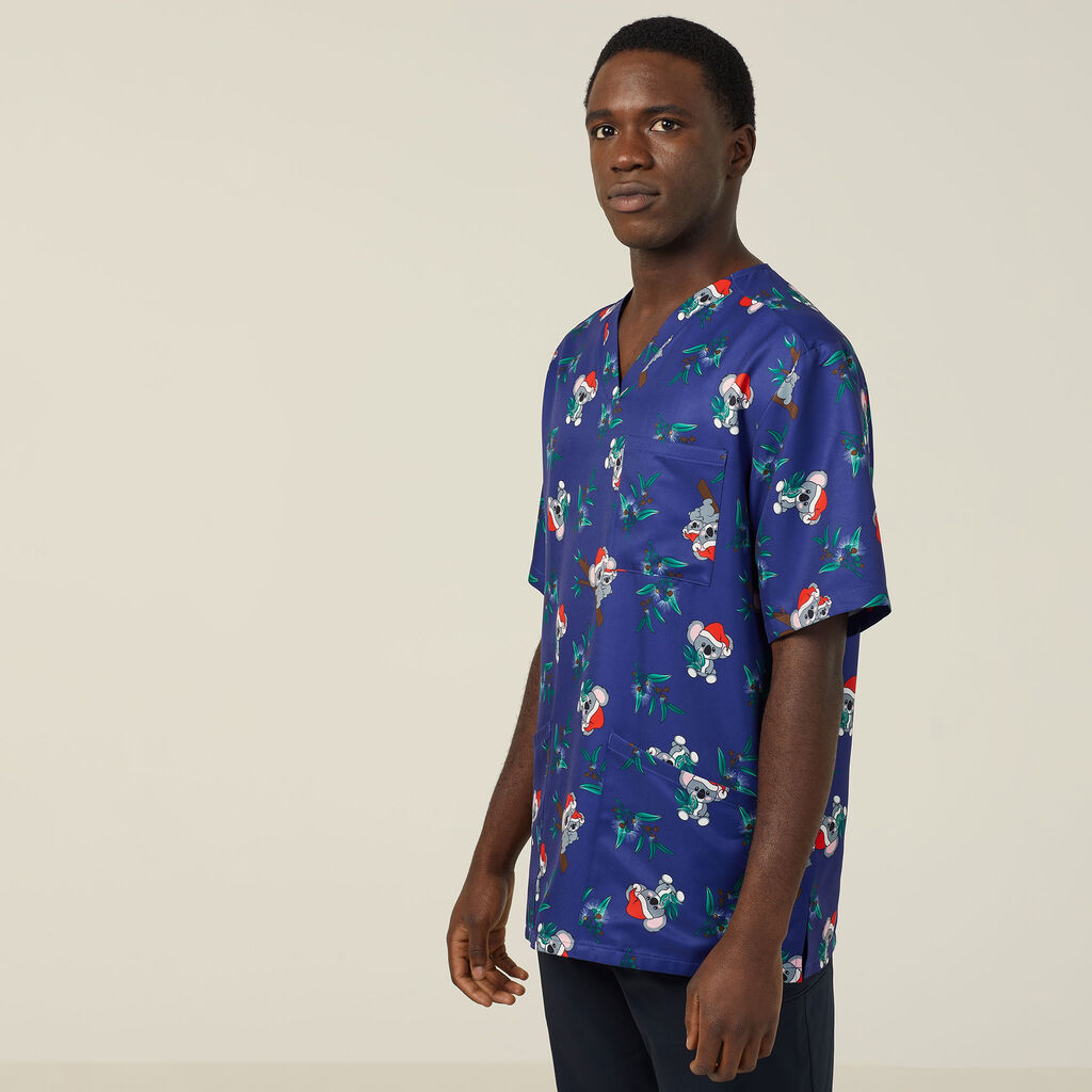 NNT - Unisex Christmas Printed Scrub Top - Santa Koala