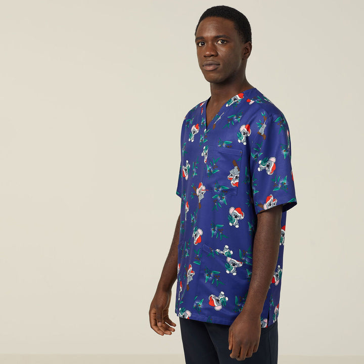 NNT - Unisex Christmas Printed Scrub Top - Santa Koala
