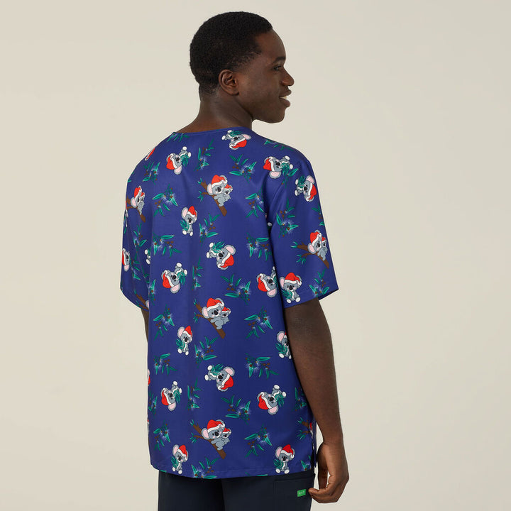 NNT - Unisex Christmas Printed Scrub Top - Santa Koala