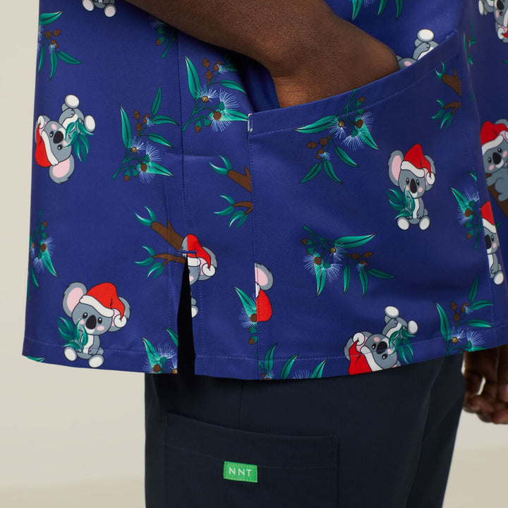 NNT - Unisex Christmas Printed Scrub Top - Santa Koala