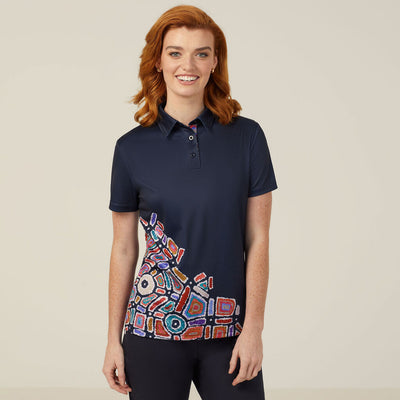 NNT - Water Dreaming Indigenous Print Womens Polo