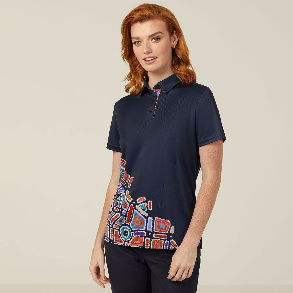 NNT - Water Dreaming Indigenous Print Womens Polo