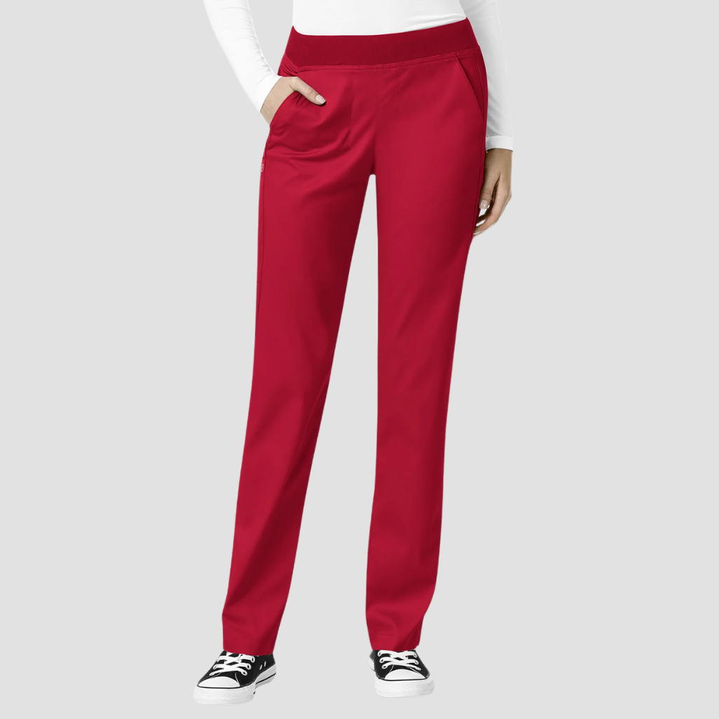 5419 - Womens Wonderwink Pro Knit Waist Scrub Pant - Red - 2XS