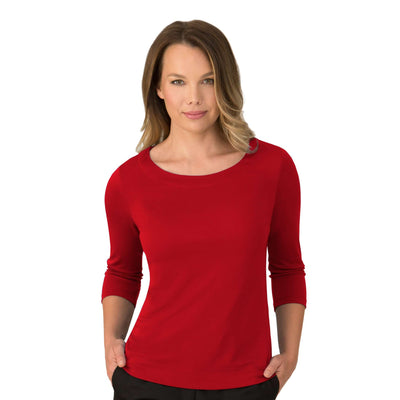 Womens City Collection Smart Knit 3/4 Sleeve Top