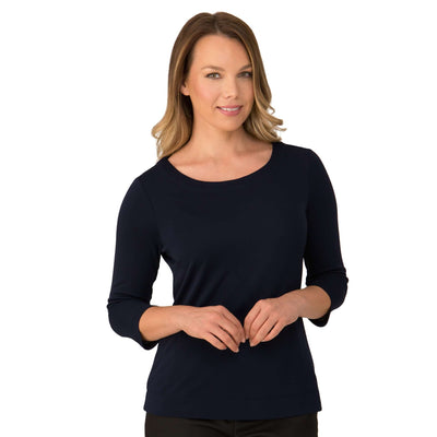 Womens City Collection Smart Knit 3/4 Sleeve Top
