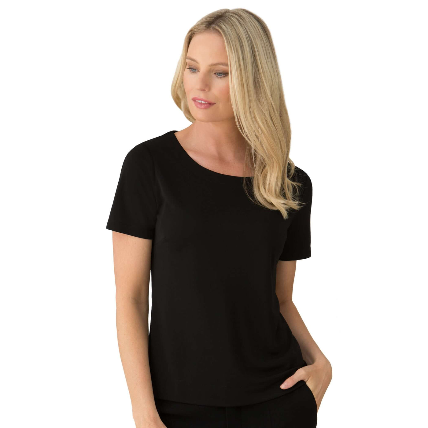 Womens City Collection Smart Knit Short Sleeve Top