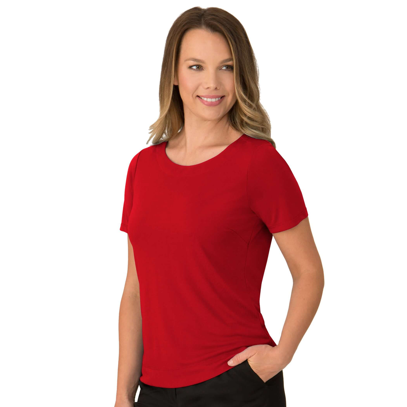 Womens City Collection Smart Knit Short Sleeve Top