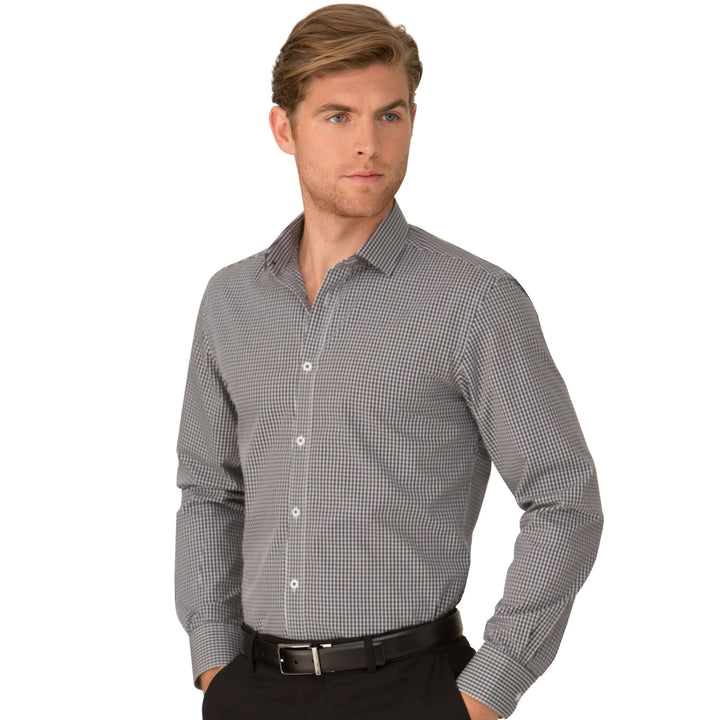 4263 - Mens City Collection So Ezy Checkered Long Sleeve Shirt