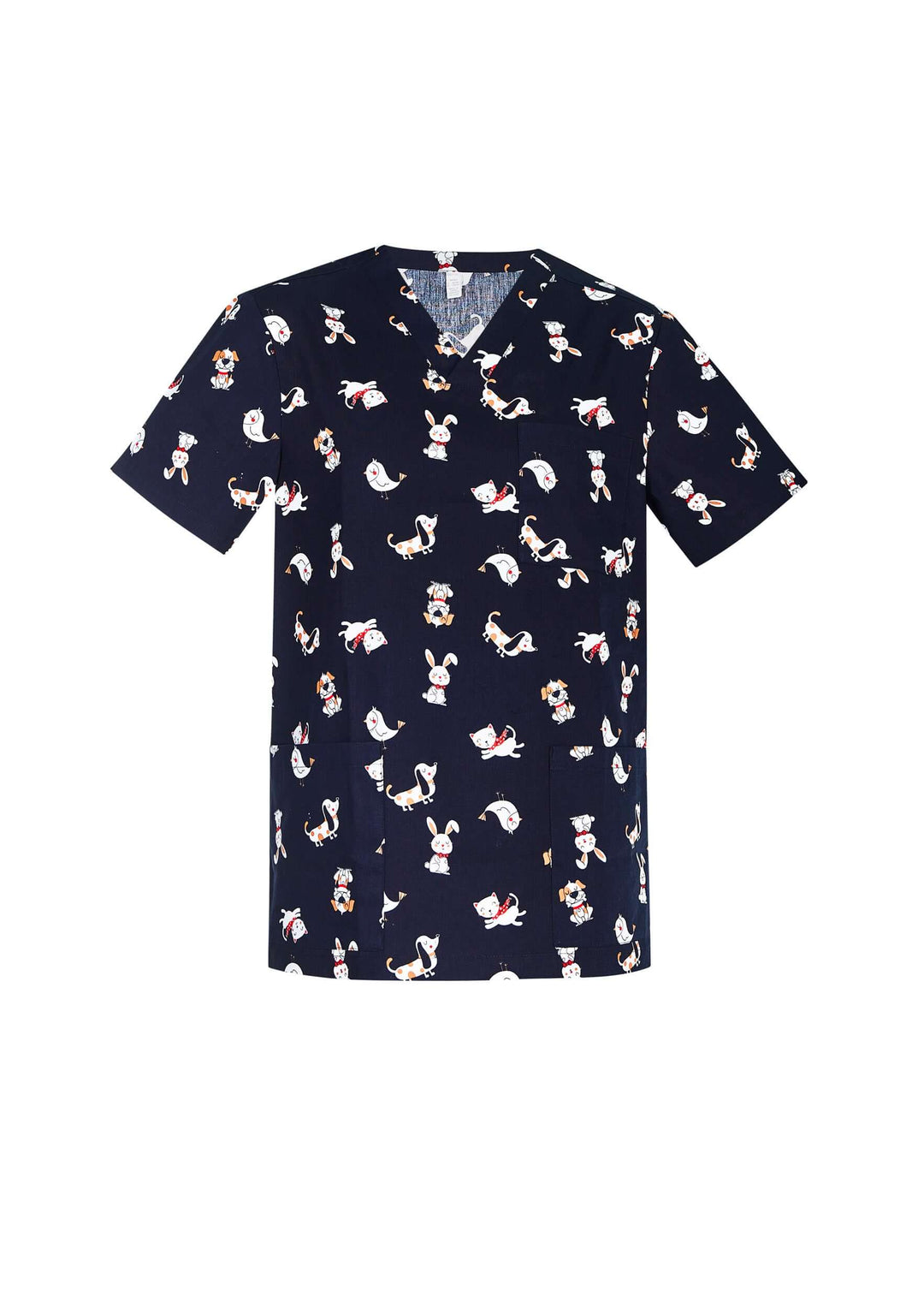 Mens Printed Scrub Top - Best Friends - XS | 3XL