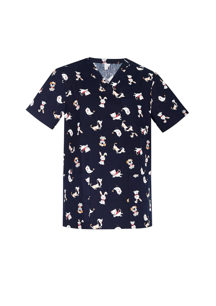 Mens Printed Scrub Top - Best Friends - XS | 3XL