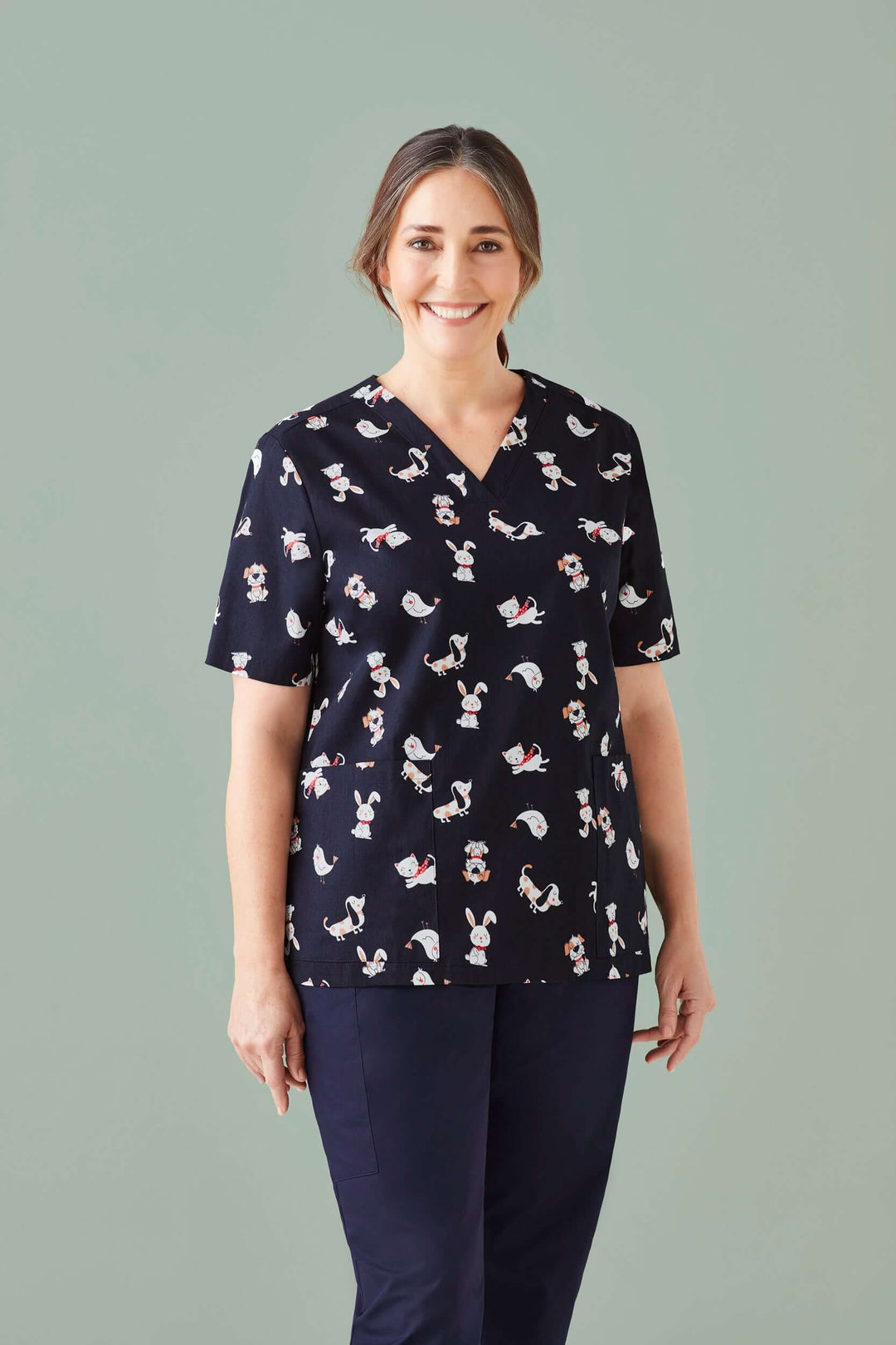 Womens Printed Scrub Top - Best Friends - 2XL | 3XL