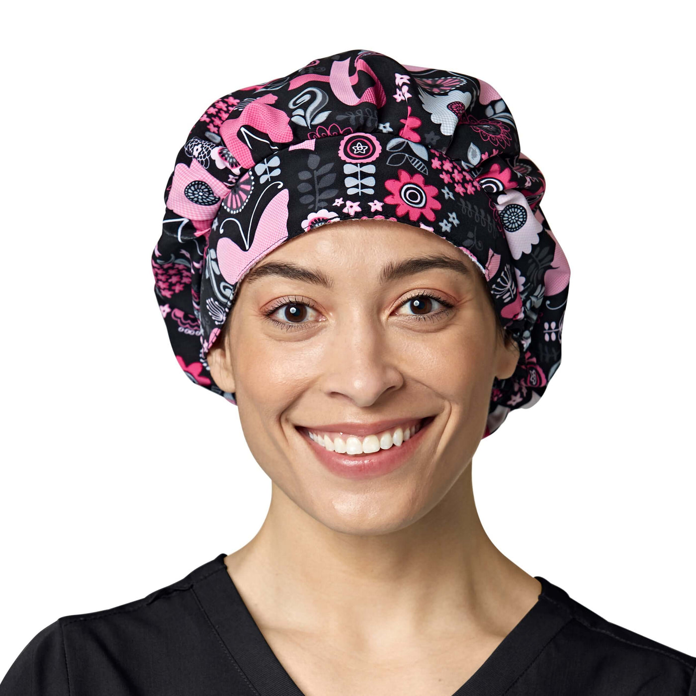 Zoe and Chloe Printed Bouffant Scrub Hat - Butterflies and Bows